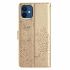 For iPhone 12 mini Butterflies and Flowers Leather Phone Case(Gold) - 3