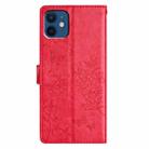 For iPhone 12 mini Butterflies and Flowers Leather Phone Case(Red) - 3