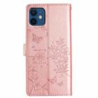 For iPhone 12 mini Butterfly Love Flower Embossed Leather Phone Case(Rose Gold) - 3