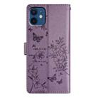 For iPhone 12 mini Butterfly Love Flower Embossed Leather Phone Case(Purple) - 3