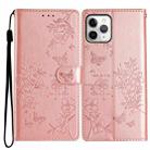 For iPhone 11 Pro Max Butterfly Love Flower Embossed Leather Phone Case(Rose Gold) - 1
