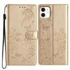 For iPhone 11 Butterflies and Flowers Leather Phone Case(Gold) - 1