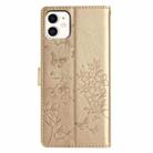 For iPhone 11 Butterflies and Flowers Leather Phone Case(Gold) - 3