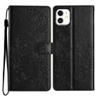 For iPhone 11 Butterflies and Flowers Leather Phone Case(Black) - 1