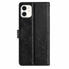 For iPhone 11 Butterflies and Flowers Leather Phone Case(Black) - 3