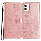 For iPhone 11 Butterfly Love Flower Embossed Leather Phone Case(Rose Gold) - 1