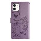 For iPhone 11 Butterfly Love Flower Embossed Leather Phone Case(Purple) - 3