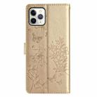 For iPhone 11 Pro Butterflies and Flowers Leather Phone Case(Gold) - 3