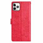 For iPhone 11 Pro Butterfly Love Flower Embossed Leather Phone Case(Red) - 3