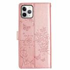 For iPhone 11 Pro Butterfly Love Flower Embossed Leather Phone Case(Rose Gold) - 3