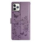 For iPhone 11 Pro Butterfly Love Flower Embossed Leather Phone Case(Purple) - 3