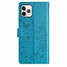 For iPhone 11 Pro Butterflies and Flowers Leather Phone Case(Blue) - 3