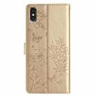 For iPhone XS / X Butterfly Love Flower Embossed Leather Phone Case(Gold) - 3