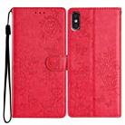 For iPhone XS / X Butterfly Love Flower Embossed Leather Phone Case(Red) - 1