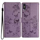 For iPhone XS / X Butterfly Love Flower Embossed Leather Phone Case(Purple) - 1