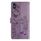 For iPhone XS / X Butterfly Love Flower Embossed Leather Phone Case(Purple) - 3