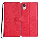 For iPhone XR Butterfly Love Flower Embossed Leather Phone Case(Red) - 1