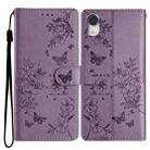 For iPhone XR Butterfly Love Flower Embossed Leather Phone Case(Purple) - 1