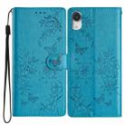 For iPhone XR Butterfly Love Flower Embossed Leather Phone Case(Blue) - 1