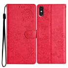 For iPhone XS Max Butterfly Love Flower Embossed Leather Phone Case(Red) - 1