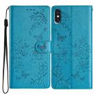 For iPhone XS Max Butterfly Love Flower Embossed Leather Phone Case(Blue) - 1