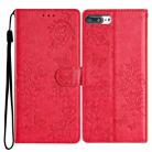 For iPhone 8 Plus / 7 Plus Butterflies and Flowers Leather Phone Case(Red) - 1