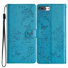 For iPhone 8 Plus / 7 Plus Butterfly Love Flower Embossed Leather Phone Case(Blue) - 1