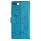 For iPhone 8 Plus / 7 Plus Butterfly Love Flower Embossed Leather Phone Case(Blue) - 3