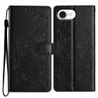 For iPhone 16e Butterflies and Flowers Leather Phone Case(Black) - 1