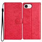 For iPhone 16e Butterflies and Flowers Leather Phone Case(Red) - 1