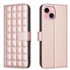 For iPhone 14 / 13 Square Texture Leather Phone Case(Rose Gold) - 1