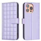 For iPhone 13 Pro Square Texture Leather Phone Case(Purple) - 1