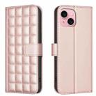 For iPhone 15 Plus / 14 Plus Square Texture Leather Phone Case(Rose Gold) - 1