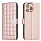 For iPhone 14 Pro Max Square Texture Leather Phone Case(Rose Gold) - 1