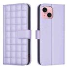 For iPhone 15 Square Texture Leather Phone Case(Purple) - 1