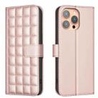 For iPhone 15 Pro Square Texture Leather Phone Case(Rose Gold) - 1