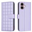 For iPhone 16 Square Texture Leather Phone Case(Purple) - 1