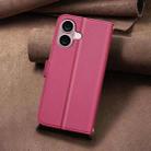 For iPhone 16 Square Texture Leather Phone Case(Red) - 3