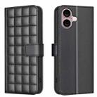 For iPhone 16 Square Texture Leather Phone Case(Black) - 1