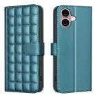 For iPhone 16 Plus Square Texture Leather Phone Case(Green) - 1