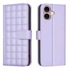 For iPhone 16 Plus Square Texture Leather Phone Case(Purple) - 1