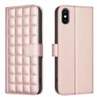 For iPhone XR Square Texture Leather Phone Case(Rose Gold) - 1