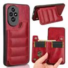 For Honor 200 Cow Pattern Sewing Card Bag Phone Case(Red) - 1