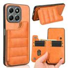 For Honor X6b Cow Pattern Sewing Card Bag Phone Case(Orange) - 1