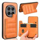 For Honor Magic7 Pro Cow Pattern Sewing Card Bag Phone Case(Orange) - 1