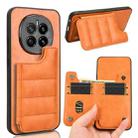 For Honor Magic7 Cow Pattern Sewing Card Bag Phone Case(Orange) - 1