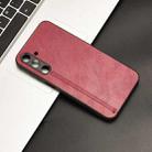 For Samsung Galaxy M35 Cow Pattern Sewing Back Cover Phone Case(Red) - 2