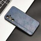 For Samsung Galaxy M35 Cow Pattern Sewing Back Cover Phone Case(Blue) - 2