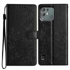 For Blackview A55 Pro Butterfly Love Flower Embossed Leather Phone Case(Black) - 1