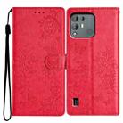 For Blackview A55 Pro Butterfly Love Flower Embossed Leather Phone Case(Red) - 1